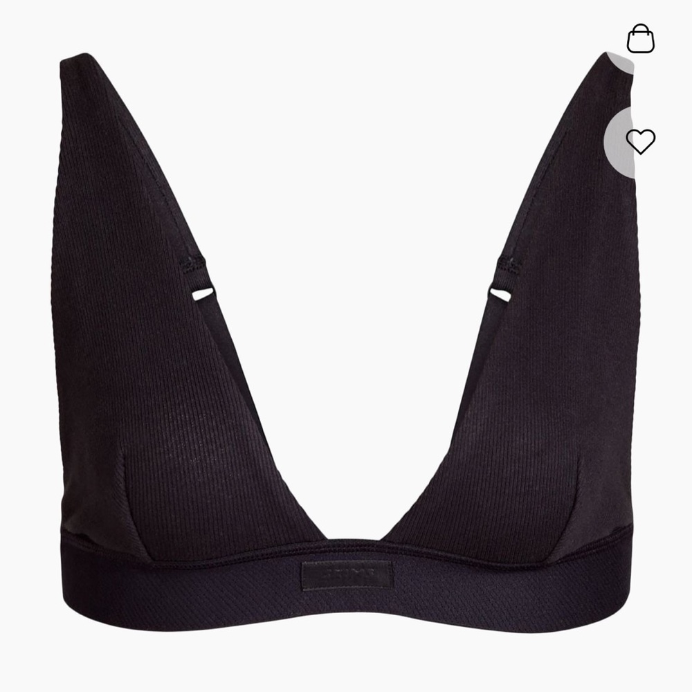 Skims Black Plunge Bralette - Size 2X Stretchy Comfy Cotton Lightweight Chic
